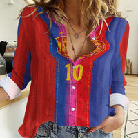 Custom Spain Football Women Casual Shirt Blaugrana Mosaic-Inspired Barcelona Architecture
