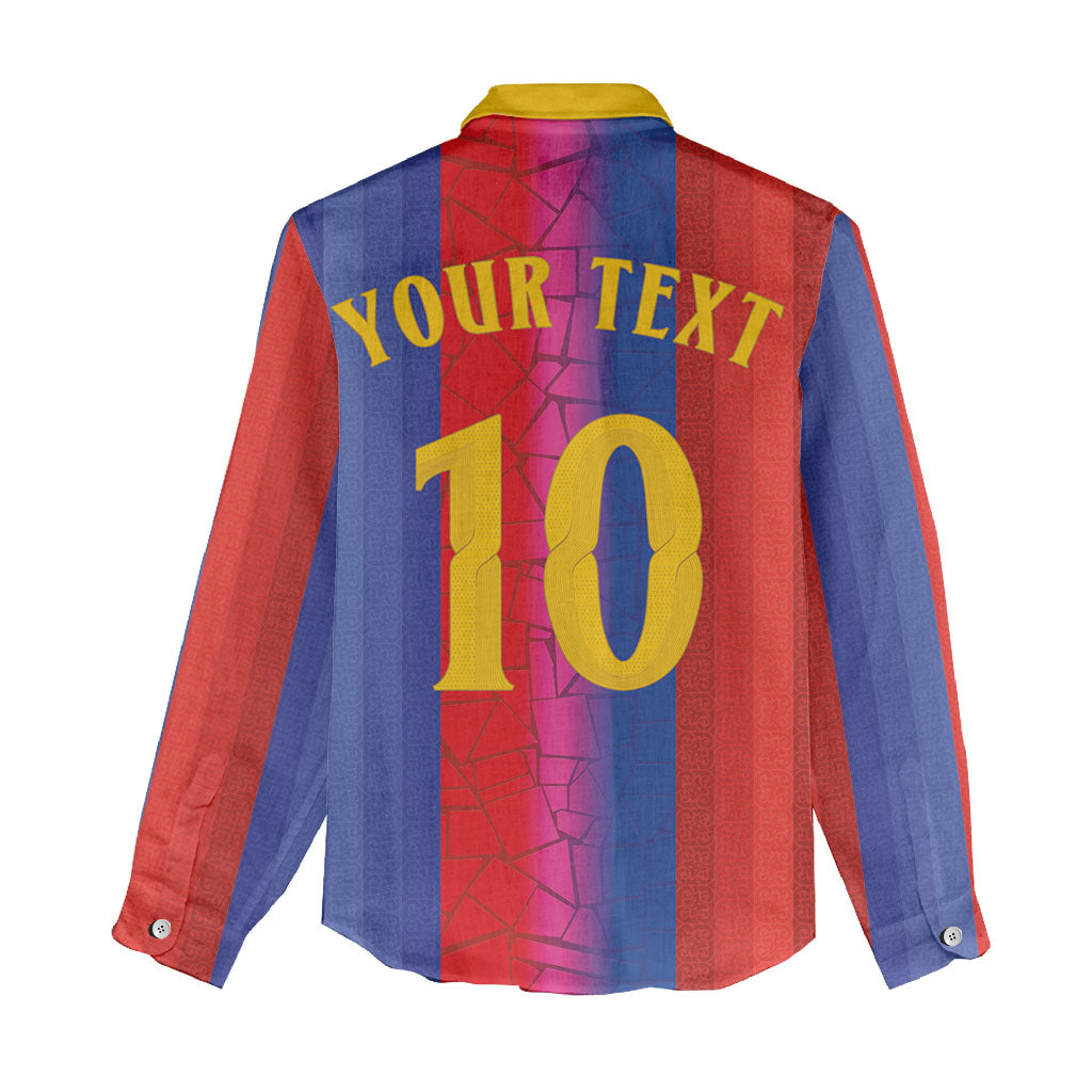 Custom Spain Football Women Casual Shirt Blaugrana Mosaic-Inspired Barcelona Architecture