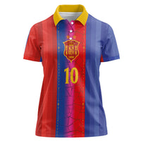 Custom Spain Football Women Polo Shirt Blaugrana Mosaic-Inspired Barcelona Architecture
