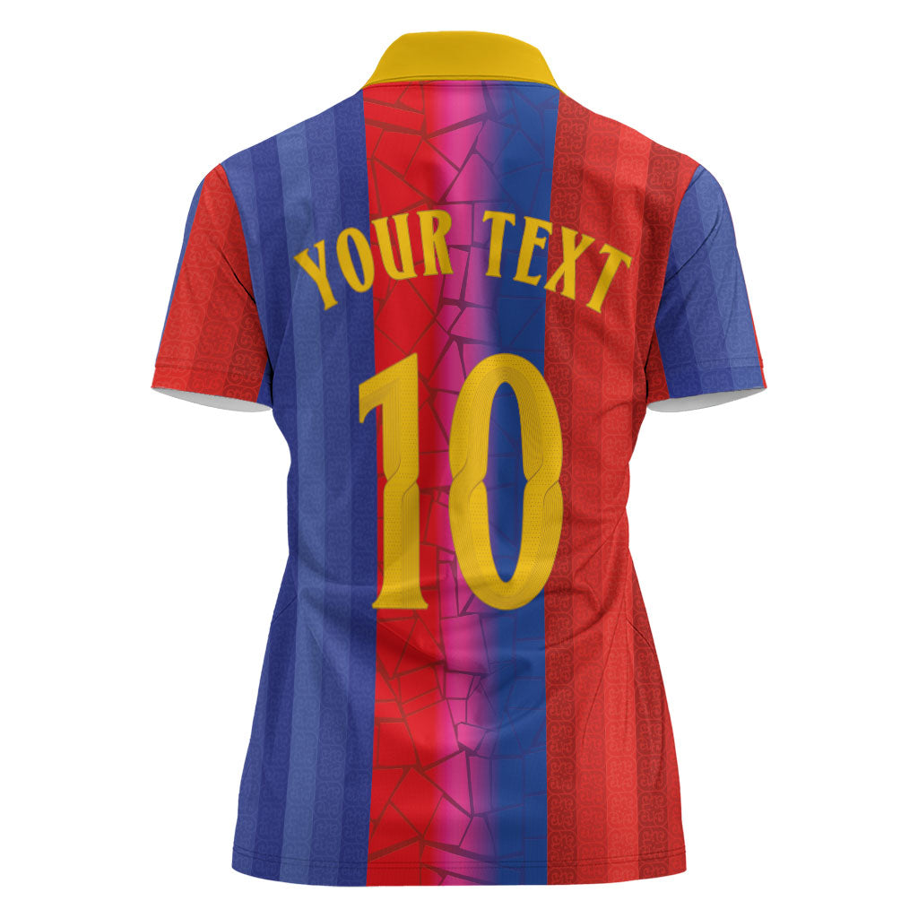 Custom Spain Football Women Polo Shirt Blaugrana Mosaic-Inspired Barcelona Architecture