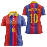 Custom Spain Football Women Polo Shirt Blaugrana Mosaic-Inspired Barcelona Architecture