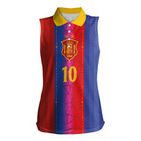 Custom Spain Football Women Sleeveless Polo Shirt Blaugrana Mosaic-Inspired Barcelona Architecture