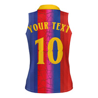 Custom Spain Football Women Sleeveless Polo Shirt Blaugrana Mosaic-Inspired Barcelona Architecture