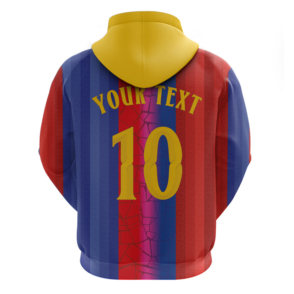 Custom Spain Football Zip Hoodie Blaugrana Mosaic-Inspired Barcelona Architecture