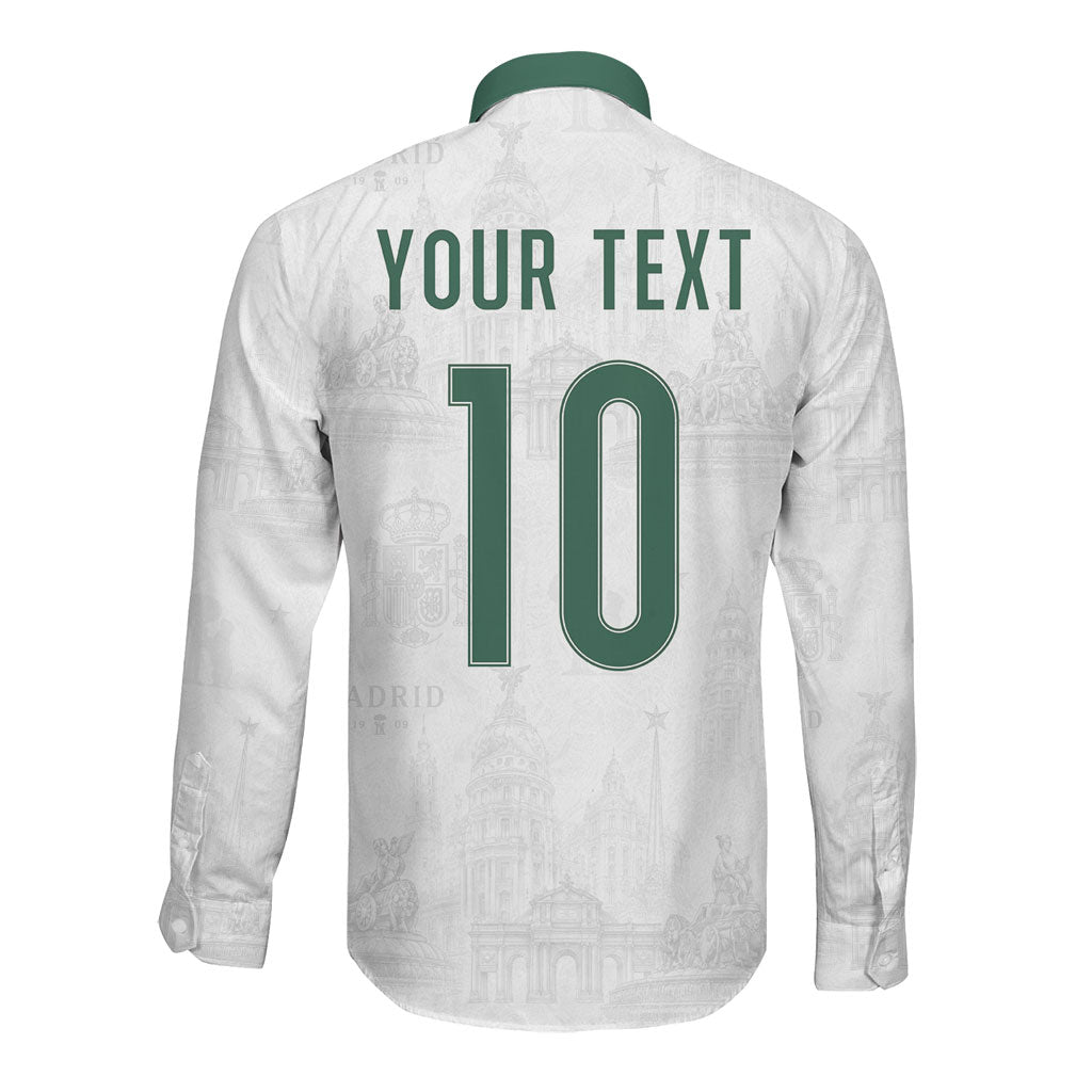 Custom Spain Football Long Sleeve Button Shirt Royal Madrid-Hala Espana