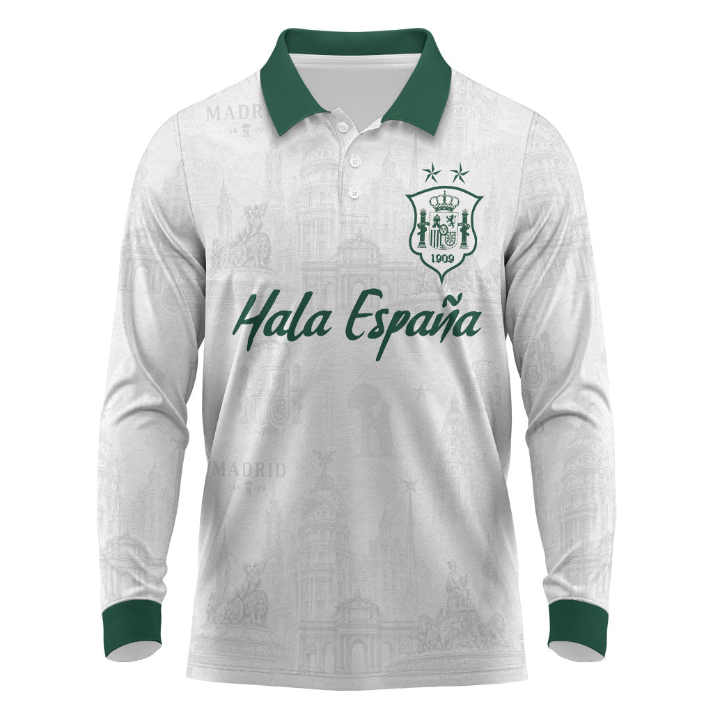 Custom Spain Football Long Sleeve Polo Shirt Royal Madrid-Hala Espana