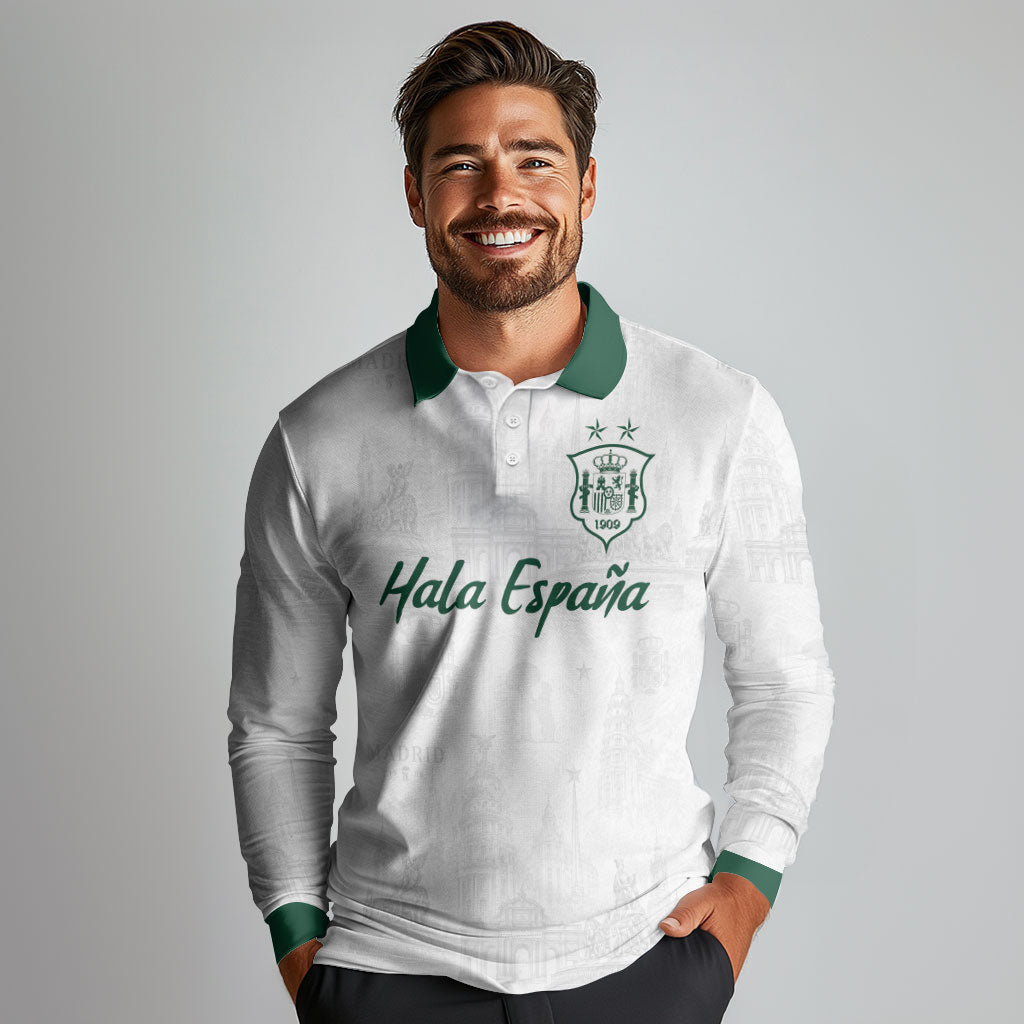 Custom Spain Football Long Sleeve Polo Shirt Royal Madrid-Hala Espana
