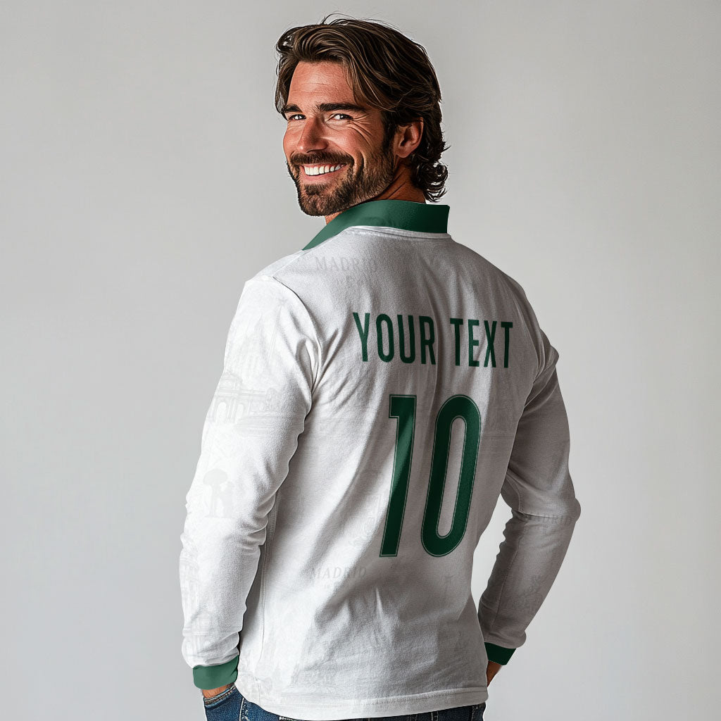 Custom Spain Football Long Sleeve Polo Shirt Royal Madrid-Hala Espana