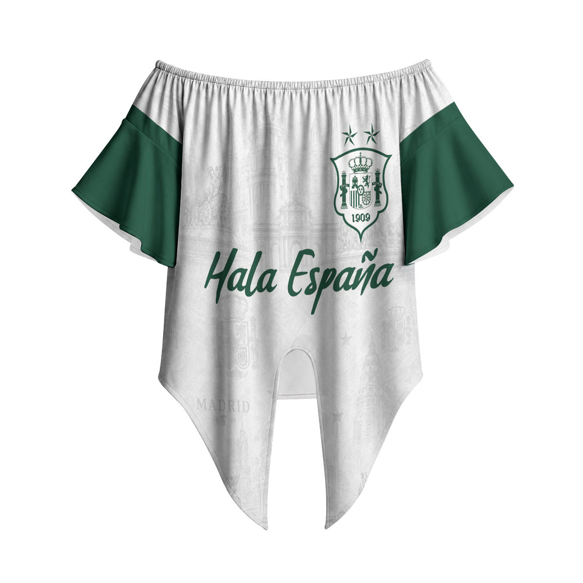 Custom Spain Football Off Shoulder Wrap Waist Top Royal Madrid-Hala Espana