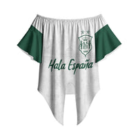 Custom Spain Football Off Shoulder Wrap Waist Top Royal Madrid-Hala Espana