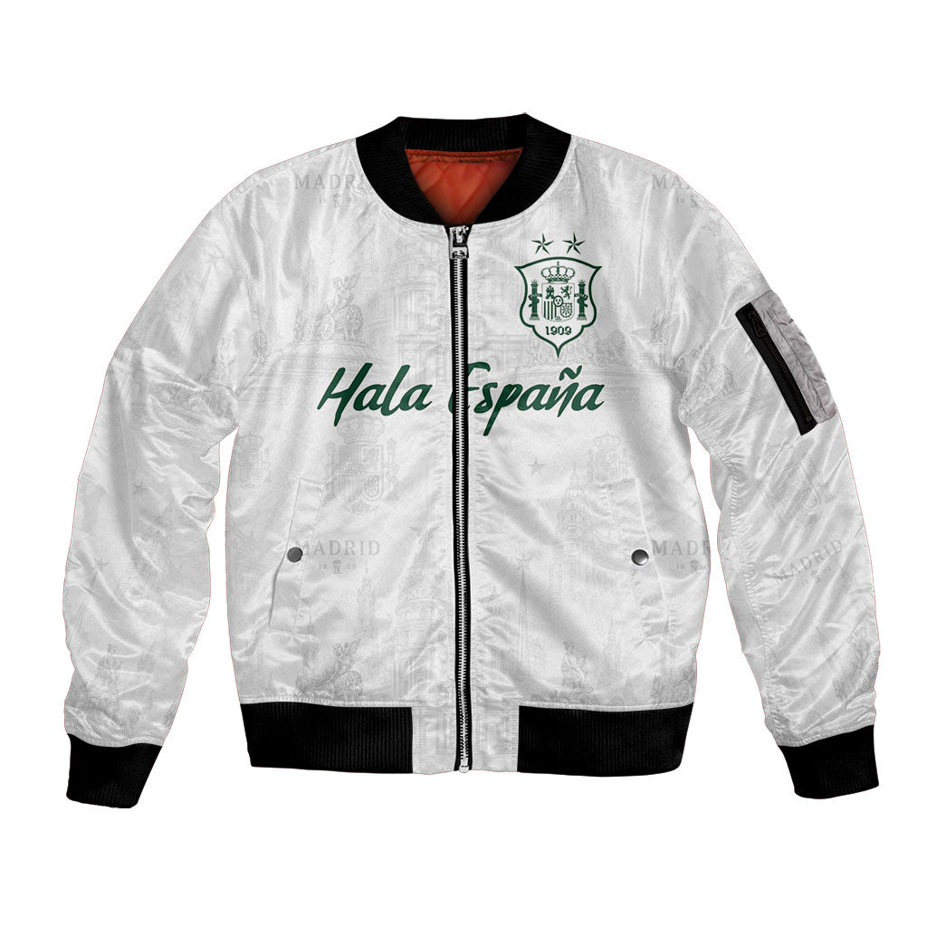 Custom Spain Football Sleeve Zip Bomber Jacket Royal Madrid-Hala Espana