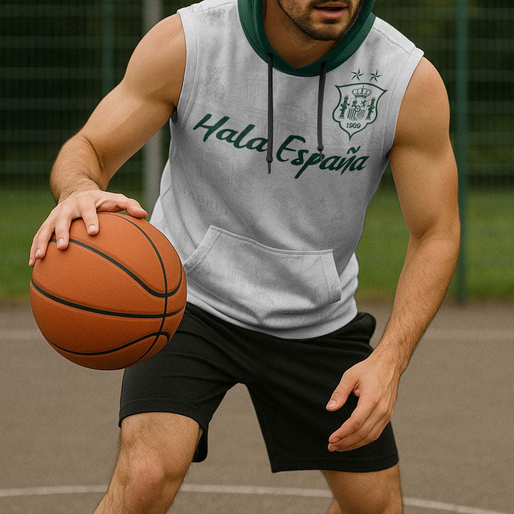 Custom Spain Football Sleeveless Hoodie Royal Madrid-Hala Espana