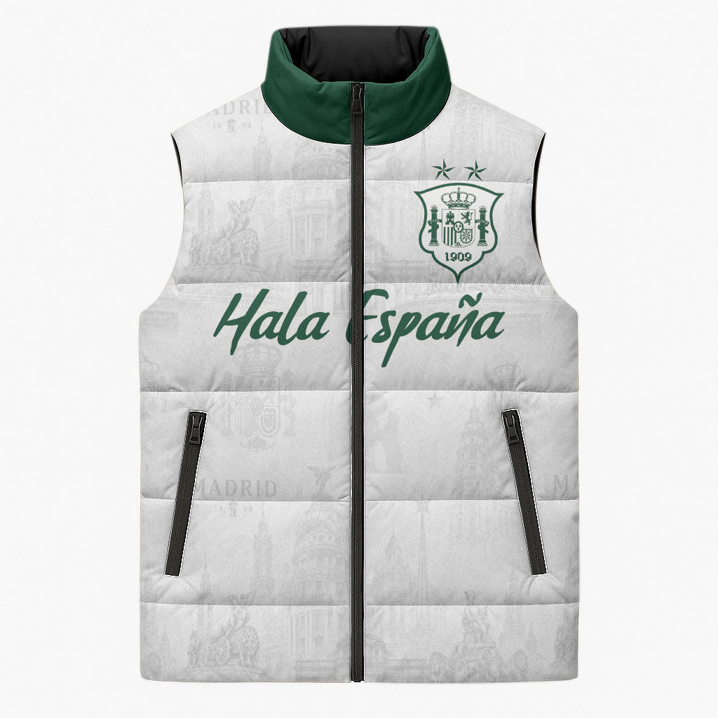 Custom Spain Football Sleeveless Puffer Jacket Royal Madrid-Hala Espana