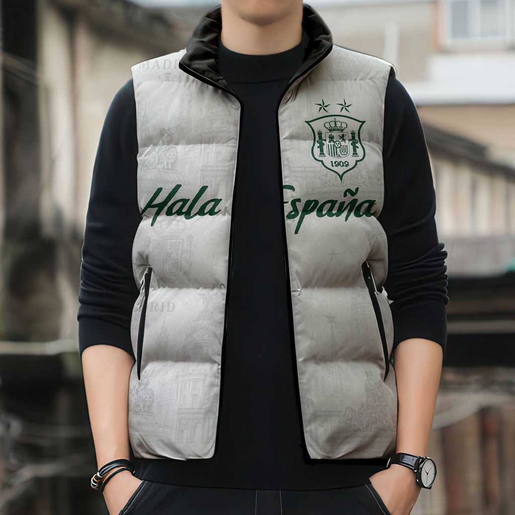 Custom Spain Football Sleeveless Puffer Jacket Royal Madrid-Hala Espana