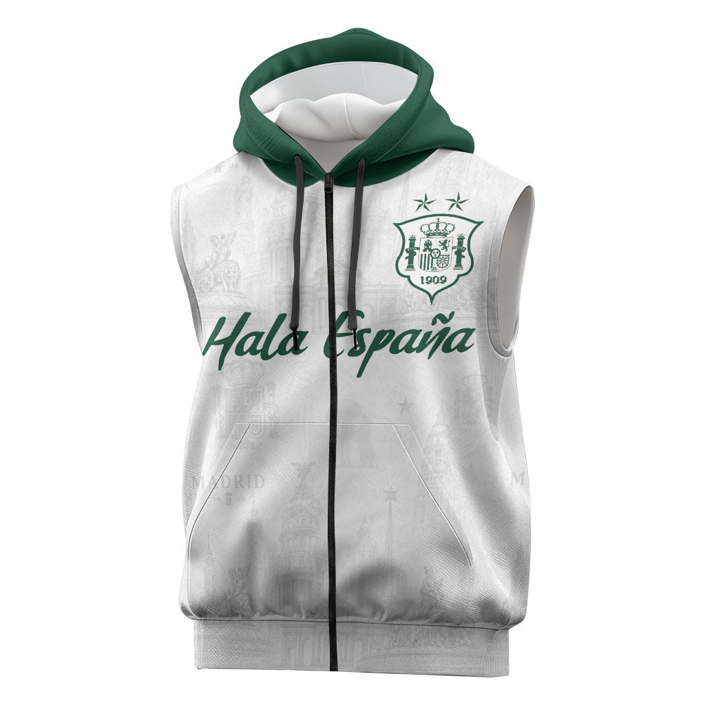 Custom Spain Football Sleeveless Zip Hoodie Royal Madrid-Hala Espana
