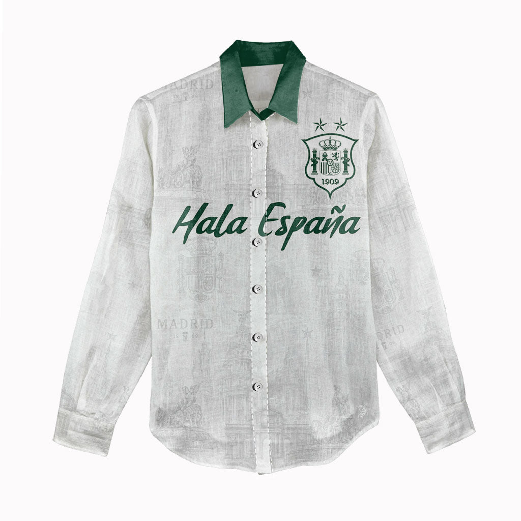 Custom Spain Football Women Casual Shirt Royal Madrid-Hala Espana