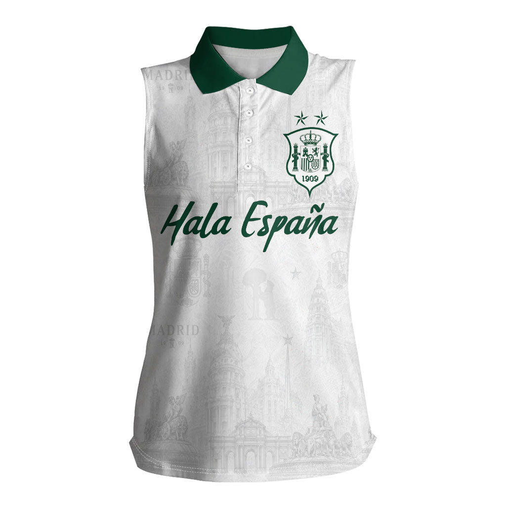 Custom Spain Football Women Sleeveless Polo Shirt Royal Madrid-Hala Espana