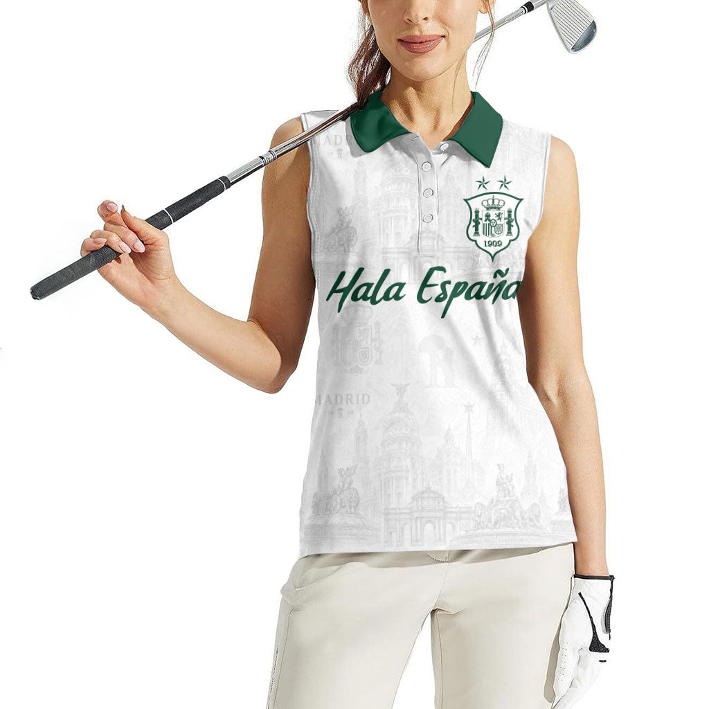 Custom Spain Football Women Sleeveless Polo Shirt Royal Madrid-Hala Espana
