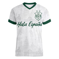 Custom Spain Football Women V-Neck T-Shirt Royal Madrid-Hala Espana