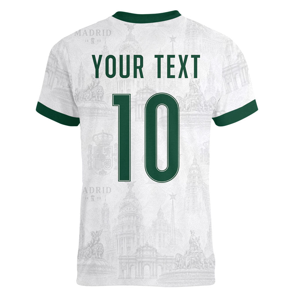 Custom Spain Football Women V-Neck T-Shirt Royal Madrid-Hala Espana