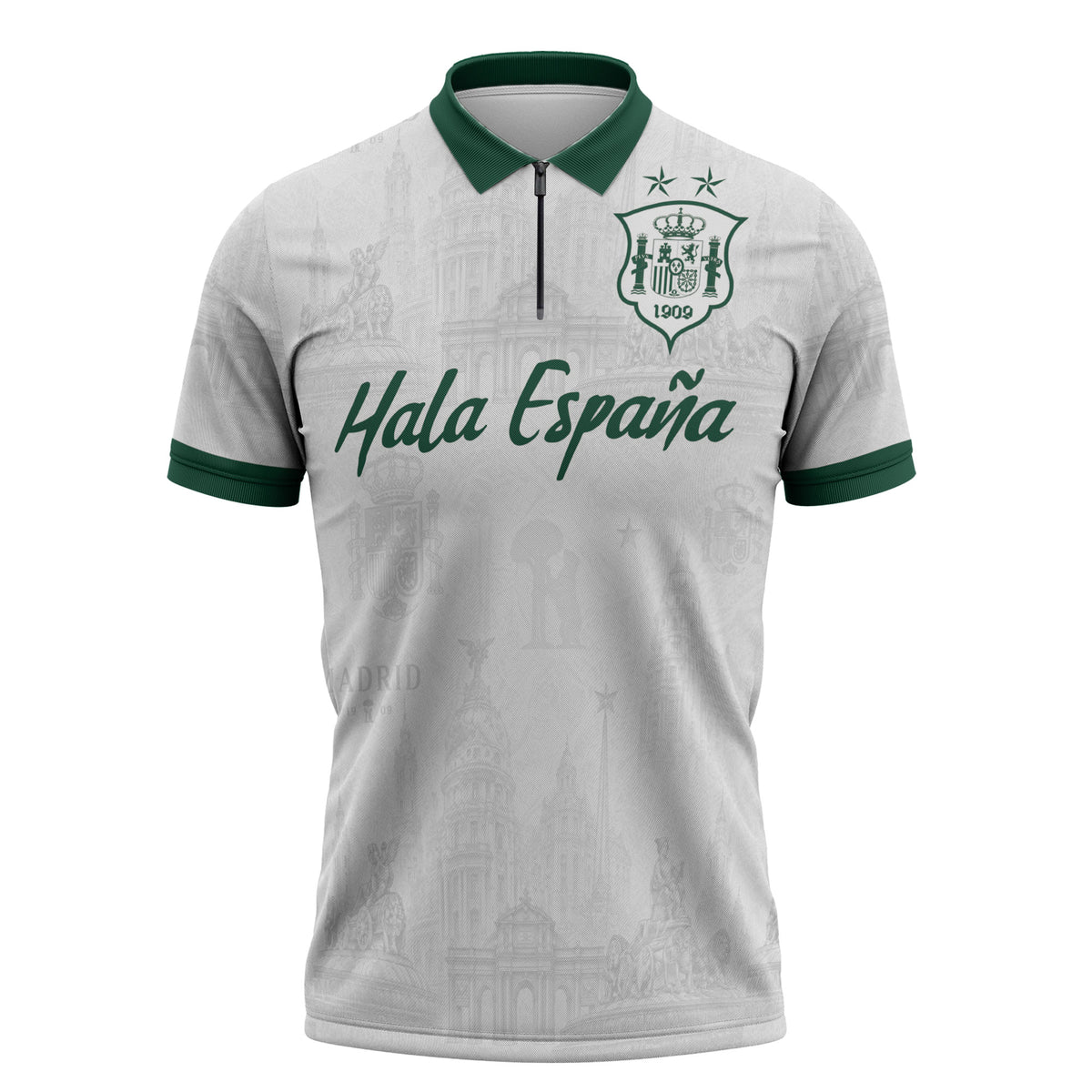 Custom Spain Football Zipper Polo Shirt Royal Madrid-Hala Espana