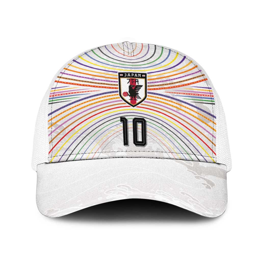 Custom Japan Football Baseball Net Cap Traditional Japanese Waves Rainbow Sashiko Effect