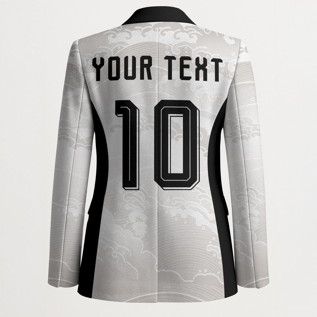 Custom Japan Football Blazer Traditional Japanese Waves Rainbow Sashiko Effect