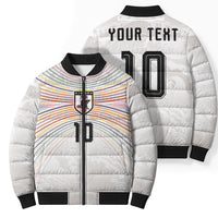 Custom Japan Football Bomber Puffer Jacket Traditional Japanese Waves Rainbow Sashiko Effect