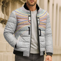 Custom Japan Football Bomber Puffer Jacket Traditional Japanese Waves Rainbow Sashiko Effect