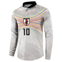 Custom Japan Football Button Sweatshirt Traditional Japanese Waves Rainbow Sashiko Effect