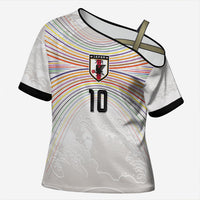 Custom Japan Football Cross Shoulder Shirt Traditional Japanese Waves Rainbow Sashiko Effect