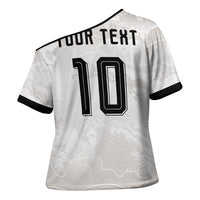 Custom Japan Football Cross Shoulder Shirt Traditional Japanese Waves Rainbow Sashiko Effect