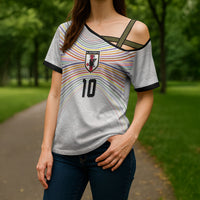 Custom Japan Football Cross Shoulder Shirt Traditional Japanese Waves Rainbow Sashiko Effect