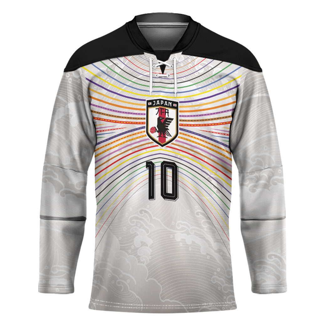 Custom Japan Football Hockey Jersey Traditional Japanese Waves Rainbow Sashiko Effect