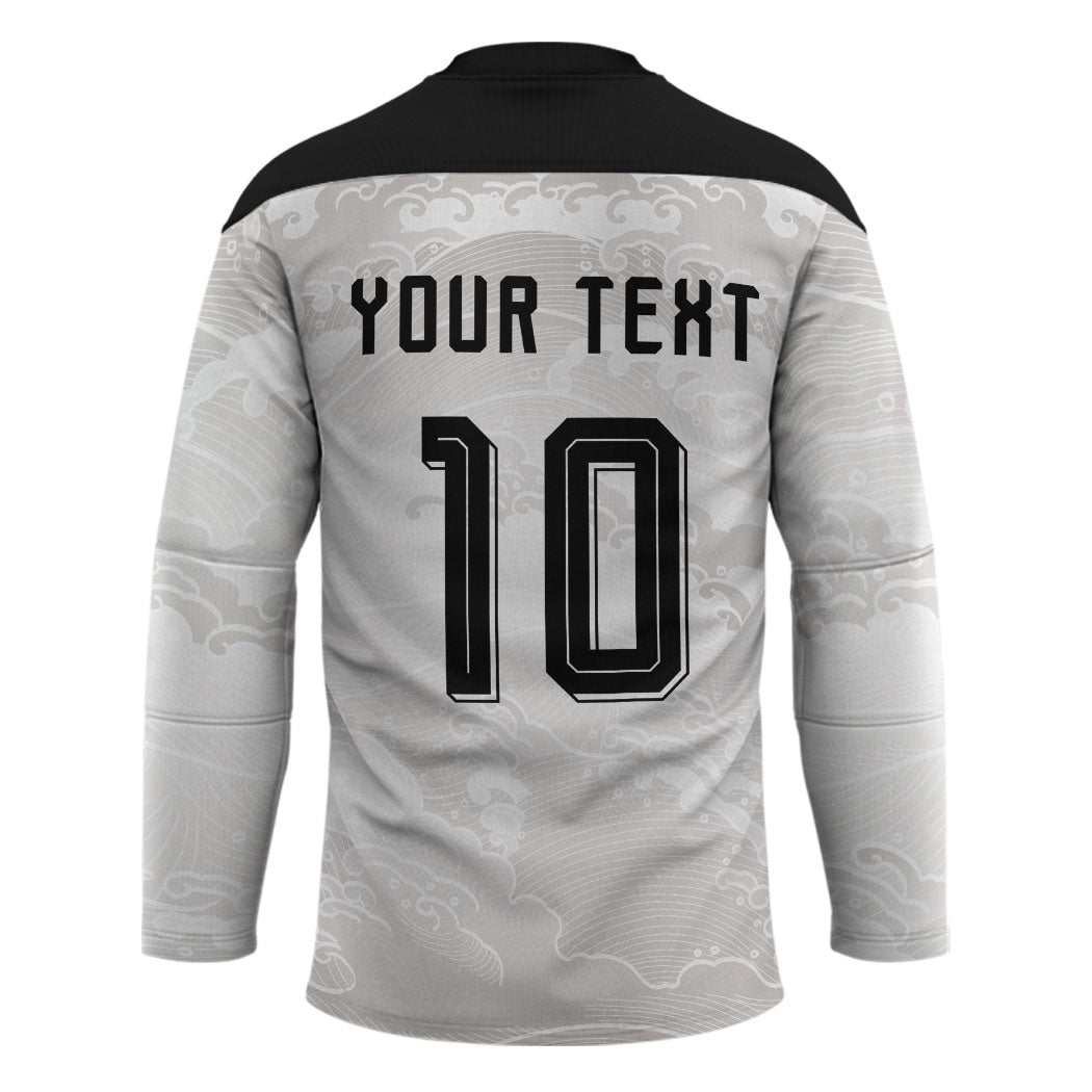 Custom Japan Football Hockey Jersey Traditional Japanese Waves Rainbow Sashiko Effect