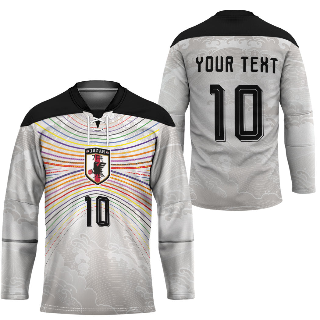 Custom Japan Football Hockey Jersey Traditional Japanese Waves Rainbow Sashiko Effect