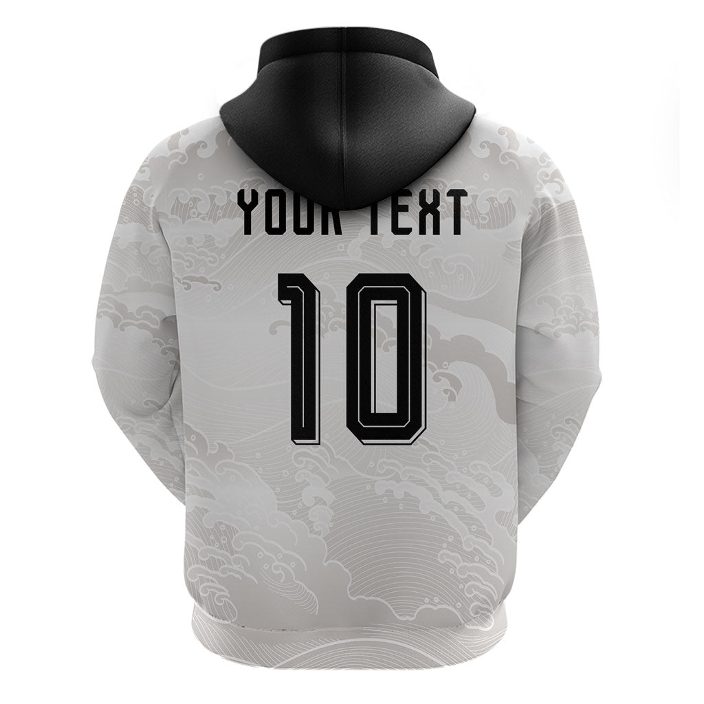 Custom Japan Football Hoodie Traditional Japanese Waves Rainbow Sashiko Effect