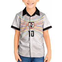 Custom Japan Football Kid Hawaiian Shirt Traditional Japanese Waves Rainbow Sashiko Effect