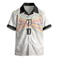 Custom Japan Football Kid Hawaiian Shirt Traditional Japanese Waves Rainbow Sashiko Effect