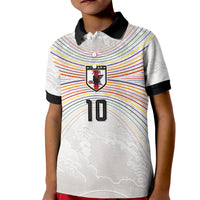 Custom Japan Football Kid Polo Shirt Traditional Japanese Waves Rainbow Sashiko Effect