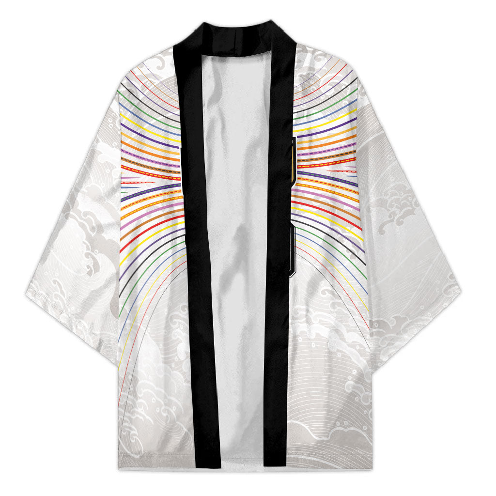 Custom Japan Football Kimono Traditional Japanese Waves Rainbow Sashiko Effect