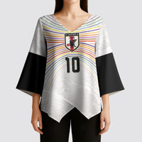 Custom Japan Football Kimono Sleeve Blouse Traditional Japanese Waves Rainbow Sashiko Effect
