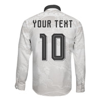 Custom Japan Football Long Sleeve Button Shirt Traditional Japanese Waves Rainbow Sashiko Effect