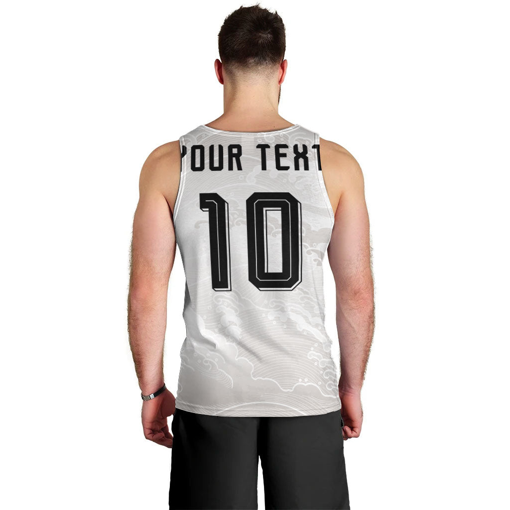 Custom Japan Football Men Tank Top Traditional Japanese Waves Rainbow Sashiko Effect