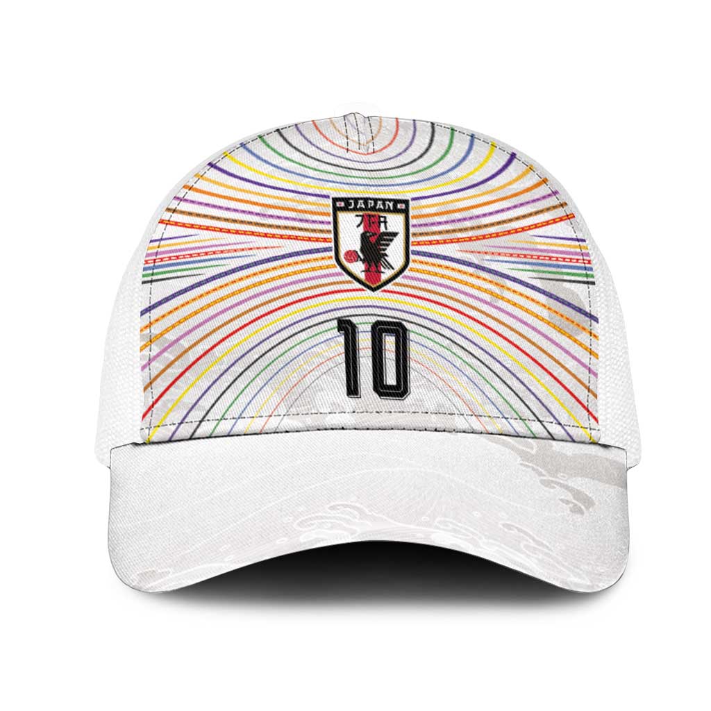 Custom Japan Football Mesh Trucker Cap Traditional Japanese Waves Rainbow Sashiko Effect