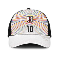 Custom Japan Football Mesh Trucker Cap Traditional Japanese Waves Rainbow Sashiko Effect