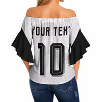 Custom Japan Football Off Shoulder Wrap Waist Top Traditional Japanese Waves Rainbow Sashiko Effect