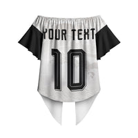 Custom Japan Football Off Shoulder Wrap Waist Top Traditional Japanese Waves Rainbow Sashiko Effect