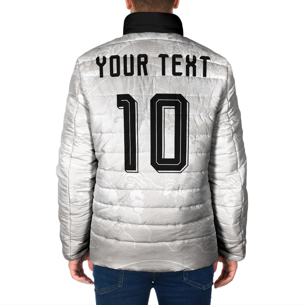 Custom Japan Football Padded Jacket Traditional Japanese Waves Rainbow Sashiko Effect