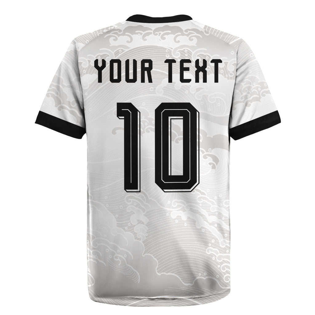 Custom Japan Football Rugby Jersey Traditional Japanese Waves Rainbow Sashiko Effect
